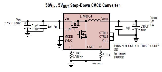 Analog Devices Inc. LTM8064 CVCC Step-Down μModule® Regulators Analog Devices Inc. LTM8064 CVCC Step-Down μModule® Regulators