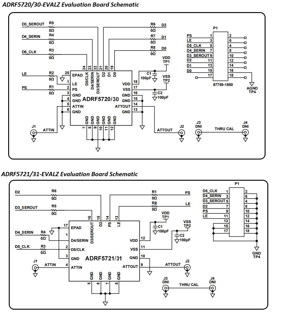 Schematic - Analog Devices Inc. ADRF57xx Eval Boards for Digital Attenuators Schematic - Analog Devices Inc. ADRF57xx Eval Boards for Digital Attenuators